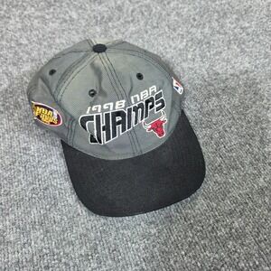 Vintage Pro Player Chicago Bulls 1998 NBA Finals Champs Hat Gray Black OSFA